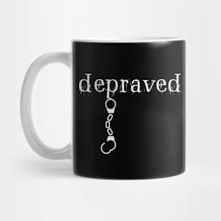 Depraved Handcuffs Hanging Dark Monotone Mug